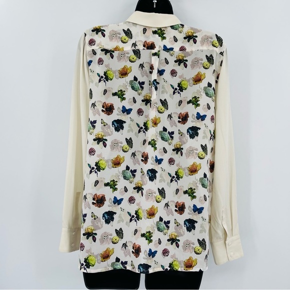 Club Monaco Silk Blouse butterfly floral novelty print women's size S - Picture 2 of 8